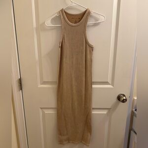 Crave Fame Beige Ribbed Midi Dress